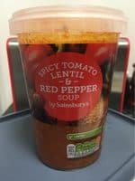 Spicy tomato, lentil and red pepper soup