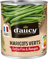 Haricots verts extra fins rangés d'aucy 440g