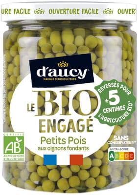 Petits pois aux oignons fondants Bio engagé d'aucy 340g
