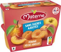 MATERNE Compotes Coupelles Pomme Pêche Abricot 4x100g