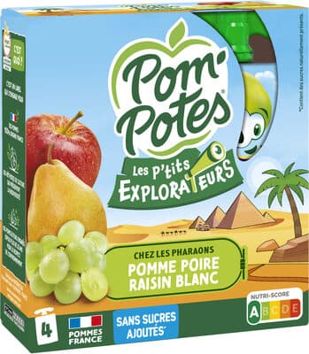 POM'POTES Compotes Les P'tits Explorateurs Les Pharaons 4x90g