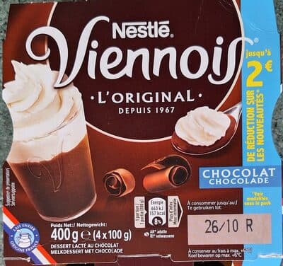 Vienois l'original chocolat 4 x 100 g