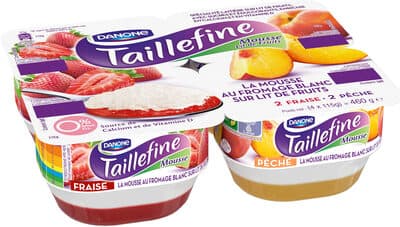 Taillefine mousse from blc sur lit de frts peche fraise 115gx4