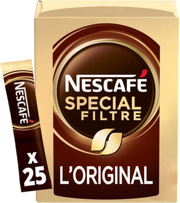 NESCAFÉ SPECIAL FILTRE L'Original, Café Soluble, Boîte de 25 Sticks