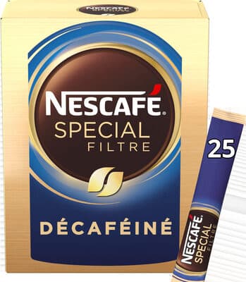 NESCAFÉ SPECIAL FILTRE L'Original Décaféiné, Café Soluble, Boîte de 25 Sticks