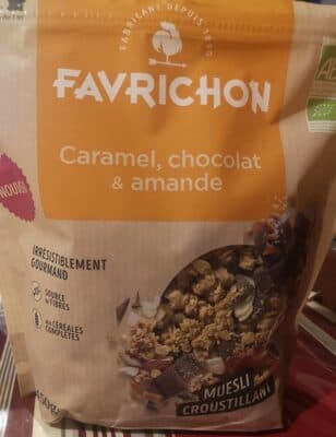 Muesli croustillant au caramel, chocolat & amande
