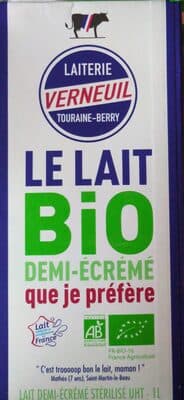 Lait demi-écrémé Bio