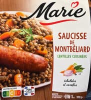 Saucisse de Montbéliard, Lentilles cuisinées