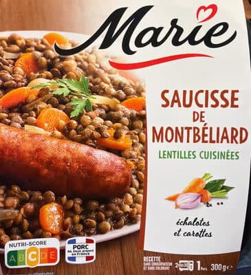 Saucisse de Montbéliard, Lentilles cuisinées