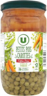 Petits pois et carottes extra-fins - Bocal de 420g net égoutté