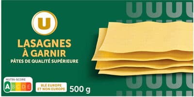 Pâtes à Lasagnes qualité supérieure boîte de 500g