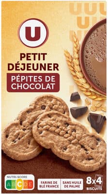 Biscuits Petit déjeuner au pépites de chocolat paquet de 400g