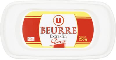 Beurre extra fin doux 82%mg, barquette 250g