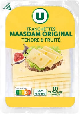 Maasdam Original au lait pasteurisé 27%MG - Barquette 10 tranches, 200g