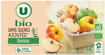 Purée pomme sans sucres ajoutés 12 gourdes de 90g