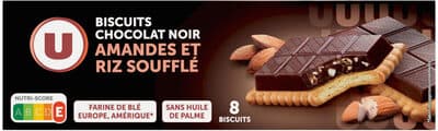 Biscuits chocolat noir - Amandes et riz soufflé