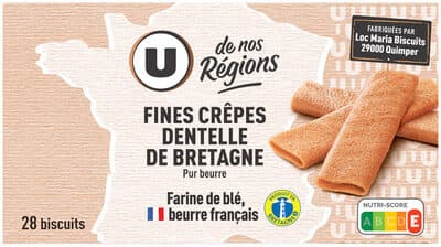 Fines crêpes dentelle de Bretagne au beurre , paquet 120g