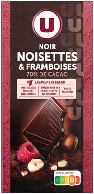 Chocolat noir noisettes et framboises