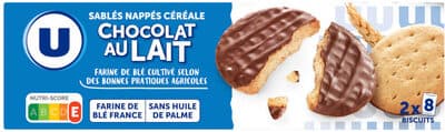 Biscuits Sablés céréales nappés chocolat au lait - étui 200g