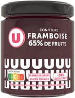 Confiture framboise 65% de fruits, 320g