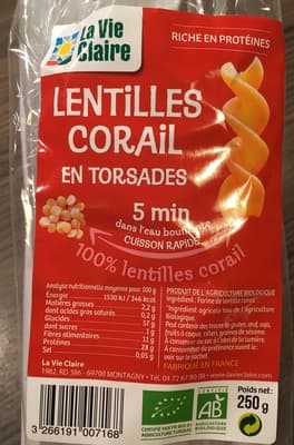 Lentilles corail en torsades