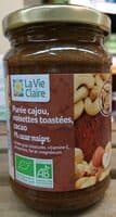 Purée cajou, noisettes toastées, cacao