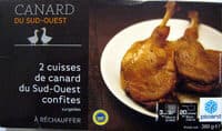 2 cuisses de canard du Sud-Ouest confites surgelées