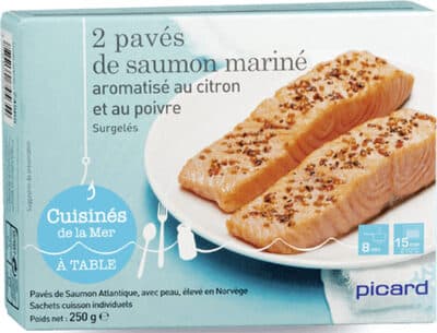 2 pavés de saumon mariné aromatisé au citron et au poivre