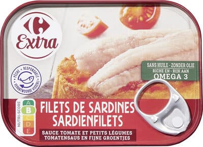 Filets de sardines, sauce tomate et petits légumes