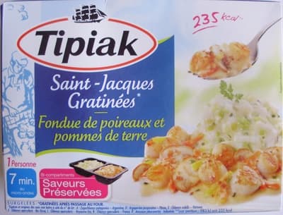 Saint-Jacques Gratinées*-Fondue de poireaux et pommes de terre, Surgelées