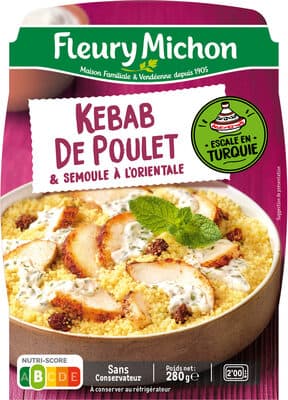 Le Kebab de Poulet et sa Semoule à l'Orientale