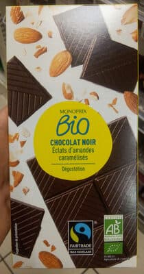 Chocolat noir degustation éclats d’amandes caramélisés