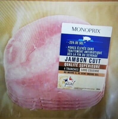 Jambon cuit qualité supérieure sans couenne