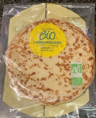 6 crêpes moelleuses au lait entier et sucre de canne
