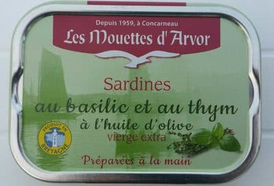 Sardines au basilic et au thym LES MOUETTES D'ARVOR, boite 1/6