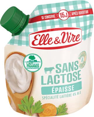 Elle & vire epaisse legere sans lactose 4%mg poche 338g