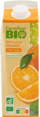 JUS D'ORANGE avec pulpe 100% pur jus