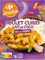 Poulet curry lait de coco Riz aux légumes