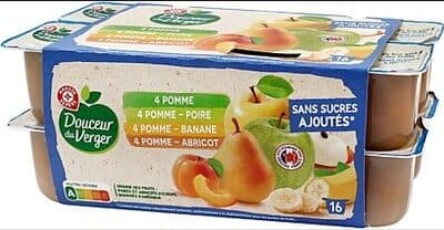 Assortiment de spécialités de fruits et de purées de fruits, sans sucres ajoutés