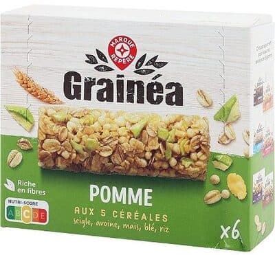 Barres Pomme aux 5 céréales Seigle, Avoine, Maïs, Blé, Riz x 6