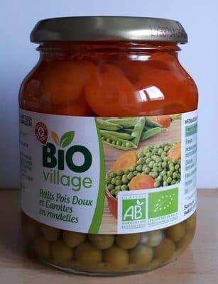 petits pois doux et carottes en rondelles