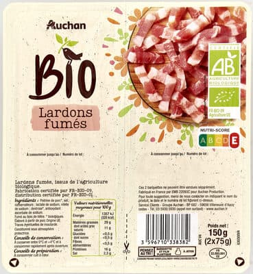 Lardons fumes issus de l'agriculture biologique