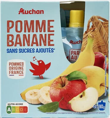Pomme Banane Sans sucres ajoutés**Conformément à la règlementation. Contient des sucres naturellement présents.