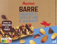 Barre cacahuète chocolat noir et amandes