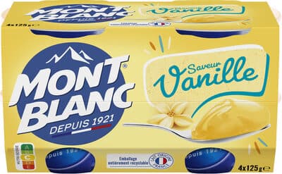 MONT BLANC Crème dessert Coupelles Saveur Vanille 4x125g
