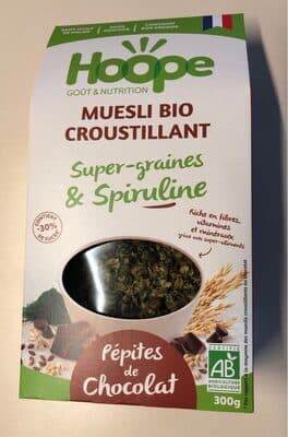 Muesli croustillant graines et spiruline chocolat