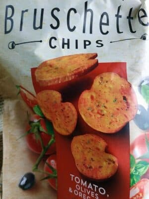 Bruschette Chips Tomato Olives and Oregano