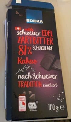 Milde schweizer Edel Zartbitter Schokolade 81% Kakao