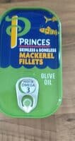 Skinless and boneless mackerel fillets olive oil