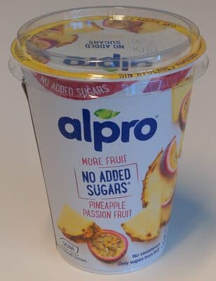 Alpro Soja-Joghurtalternative Ananas Passionsfrucht ohne Zuckerzusatz, 400g, gekühlt, vegan